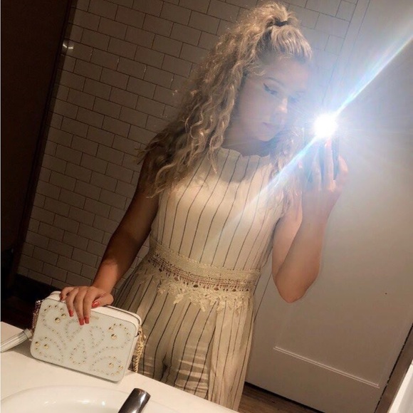 Striped High Low Jumpsuit - Picture 1 of 9